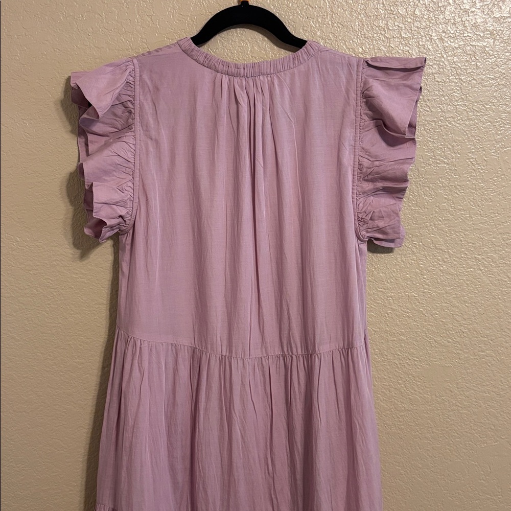 Elan Lightweight Maxi Teired Ruffle Sleeve Dress Purple Sz M - Picture 6 of 9